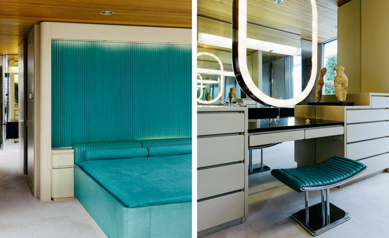 Fixtures, fittings and curved steel furniture were custom-designed and made by the clients company