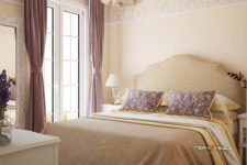 06 The master bedroom is done in buttermilk and purple, textiles make the room very cozy and eye-catchy