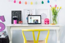 06 a bold banner and a neon yellow chair to give a fresh feel to the space