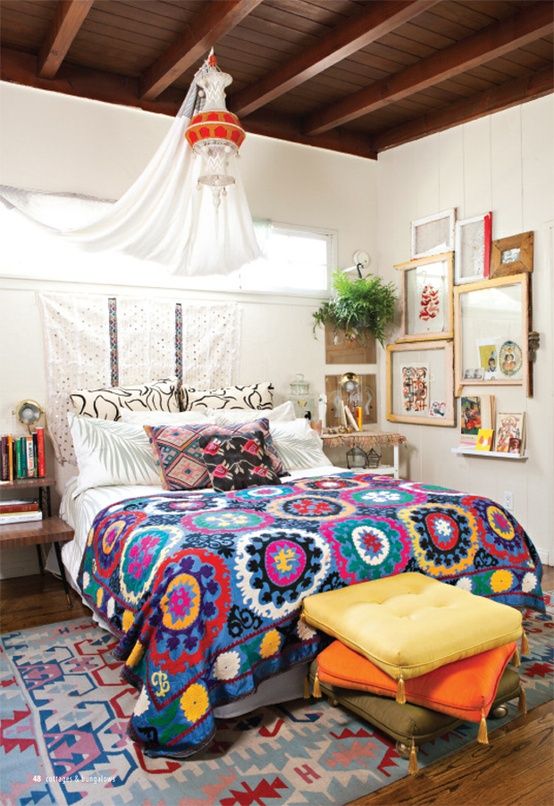 boho textiles and pillows are an easy and budget-friendly way to make your bedroom cool