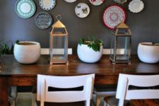 14 colorful plate wall for the dining area