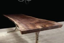 14 rough wooden table with silver metal legs