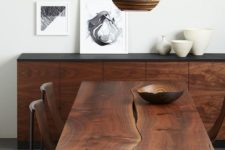 16 walnut reverse matched tabletop with black steel i-beam base