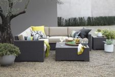 21 Arholma sectional sofa with some table and bold pillows is great for any backyard