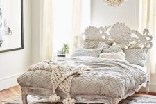 22 adorable shabby chic refined wooden bed with a carved headboard and legs