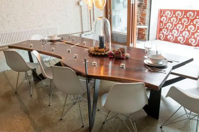 live edge dining table will aadd a chic natural touch to the space