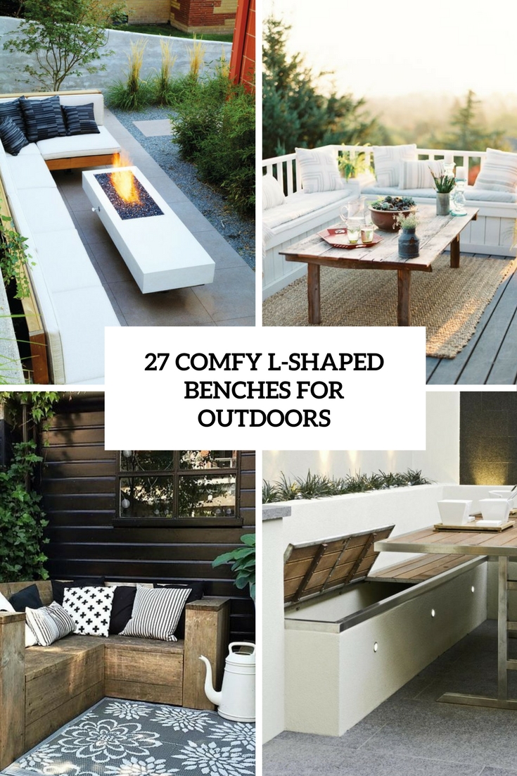 comfy l shaped benches for outdoors