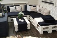 27 white pallet furniture for a rooftop terrace can be DIYed easily and looks cute and rustic
