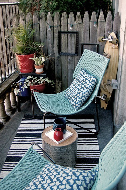 Ikea Bekvam stools in powder blue can be used on a balcony
