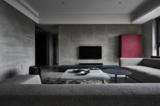 01 This is a peaceful and balanced home in grey shades with just some bold color touches in every space