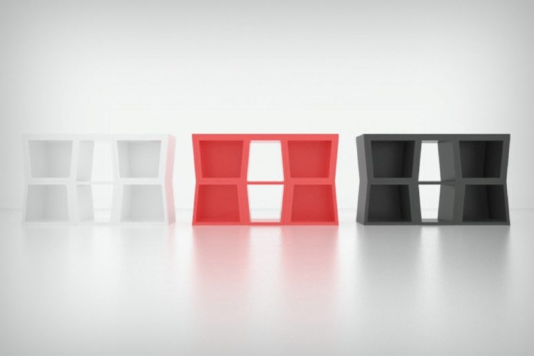 Ubik furniture combo is a unique idea comprising storage space and a table with chairs when you need them, and all of that won't take much space