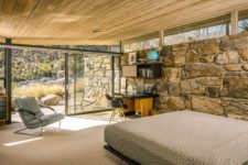 stone wall in a bedroom