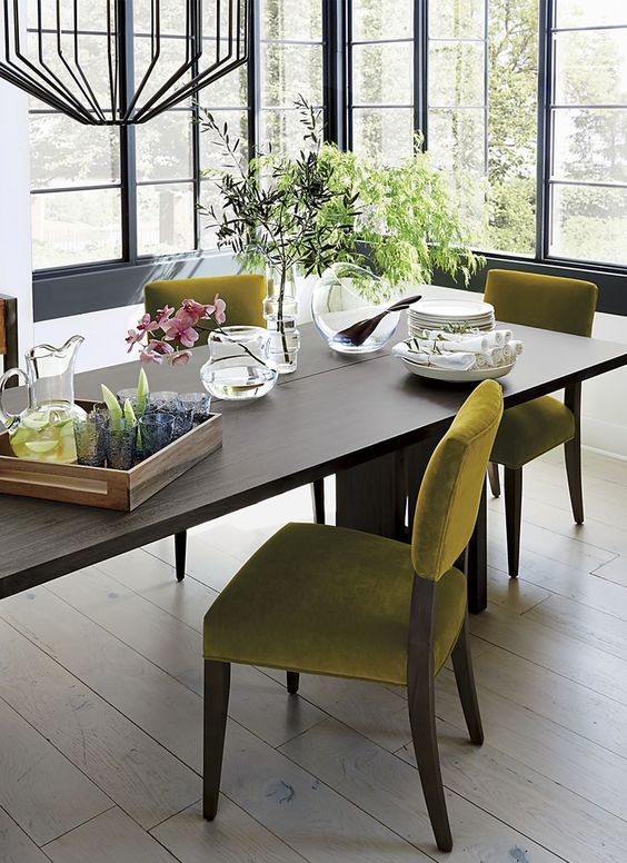 lime green upholstered chairs for creating a spering feeling