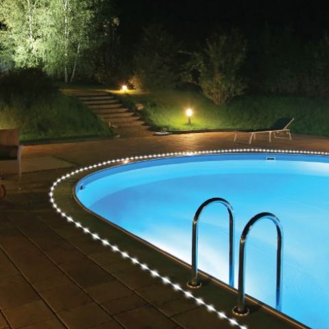 solar rope lights are perfect for lining up your pool and accentuating it