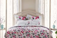 18 cute pink and blush floral bedding with white parts for a girlish space