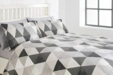 19 white and shades of grey geometric bedding for a peaceful feel