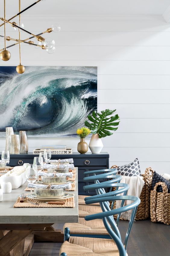 a gorgeous ocean artwork for a seaside dining space