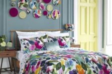 25 super bold watercolor bedding set and matching wall art