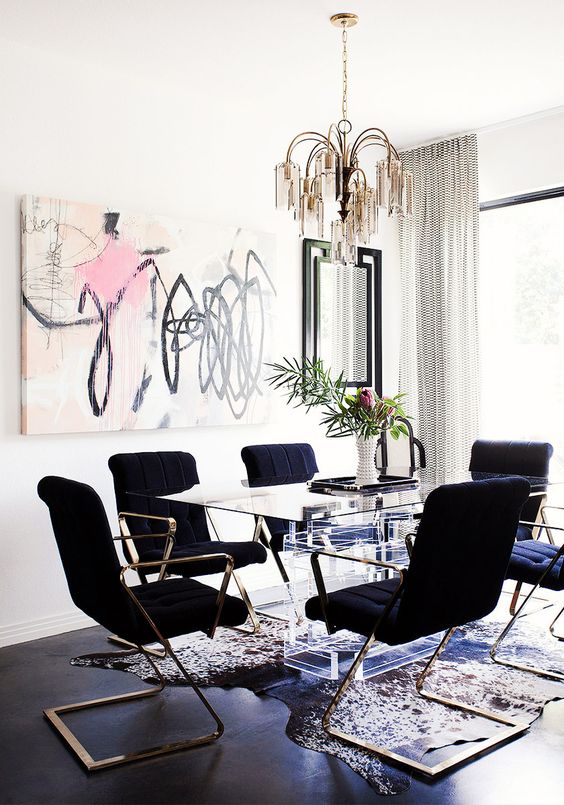 graphic modern wall art for a chic glam space