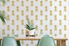 02 pineapple print wallpaper for a modern and chic dining space