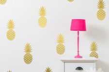 03 gold pineapple wall decals will instantly add a tropical feel to your space