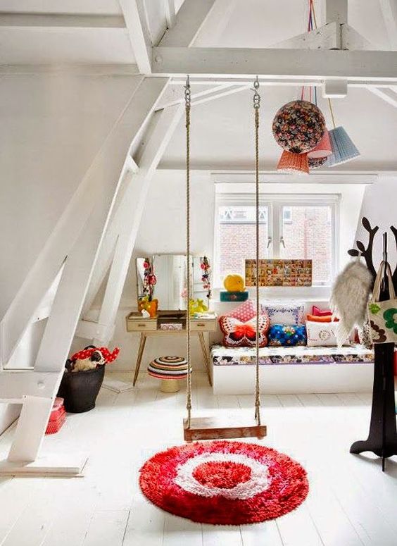 a swing is a must for a kid's room, whether it's a girl's or a boy's space