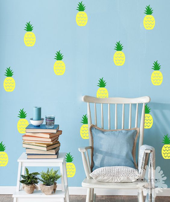 add cheer to your kid's room with such bold pineapple decals