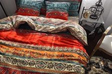 04 colorful printed bedding set in red, orange and blue