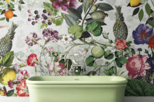 05 Botanical, floral and tropical print wallpaper for a bold bathroom