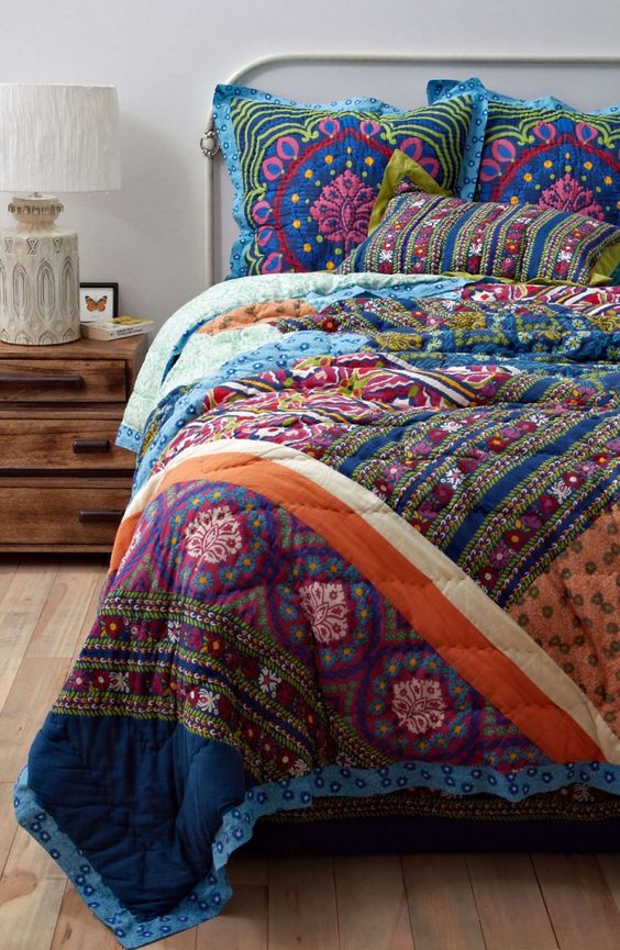 colorful printed bedding will raise your mood