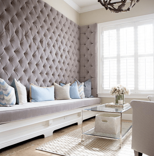 a diamond upholstery wall makes the space elegant and cozy