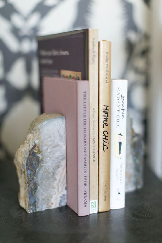 agate slice bookends will add chic to your space