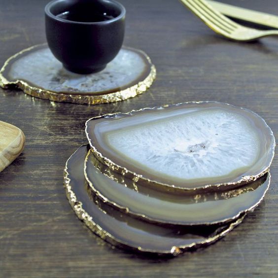 agate slice with a gilded edge coasters will add a chic touch