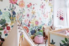 08 colorful watercolor floral wallpaper for a kid’s room to add cheer to the room