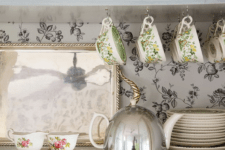 09 black and white floral print wallpaper will create a vintage feel and charm