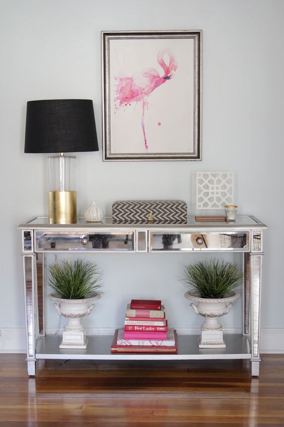 a watercolor flamingo wall art is a great idea for any feminine space