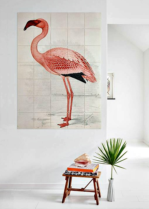 a coral flamingo wall art to add a tropical feel to your home