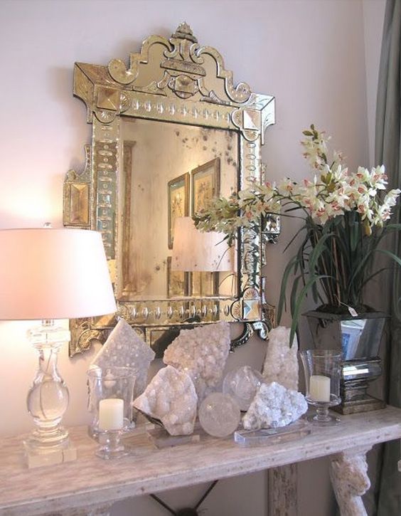 a crystals display will be a nice addition for a dressing space, a girl's closet or bedroom
