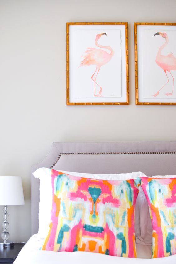 cute pink flamingo art piece will be great for a girl's space
