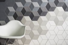 14 grey, black and white hexagon acoustic panels for a modern space