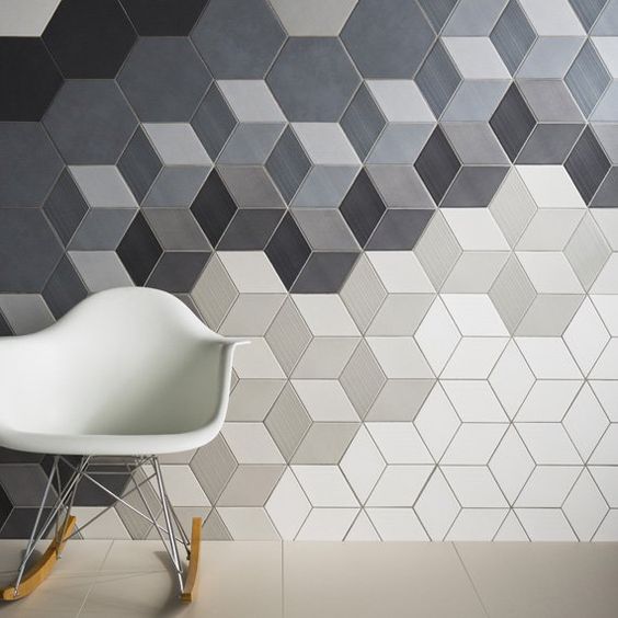 grey, black and white hexagon acoustic panels for a modern space