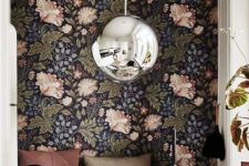 retro floral accent wall