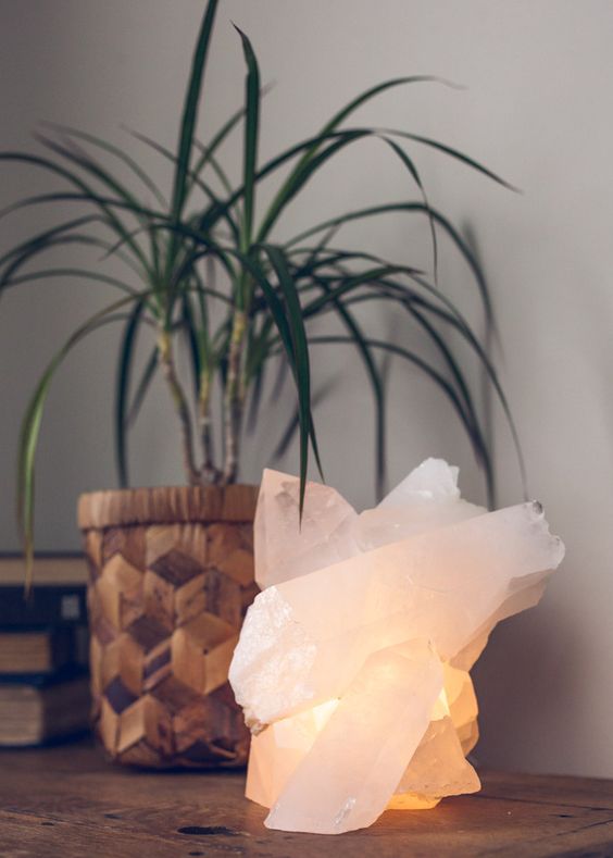 a blush crystal lantern with a soft glow is great for a boho interior
