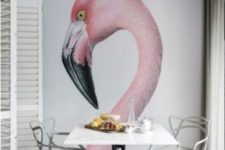 15 oversized pink flamingo wall mural to make a simple dining space eye-catchy