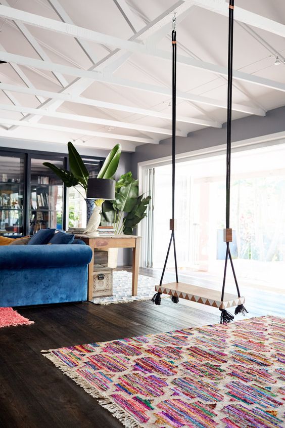paint and accessorize your swing to fit the space decor and make it even more eye-catching like here