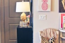 15 two pink pineapple artworks for a cheery girlish space