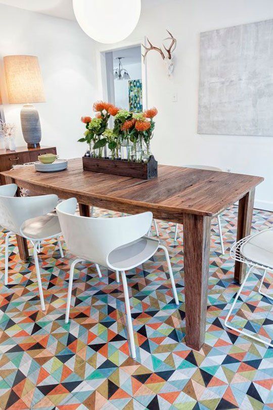 Vinyl and linoleum tiles can be chic and eye catchy whole reducing the noise