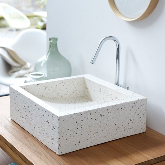 white terrazzo sink is a cute and stylish idea