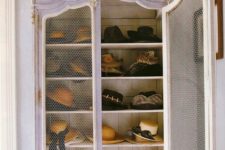 21 a vintage white cupboard with chicken wire doors for storing hats wil be a cute idea for a girlish space