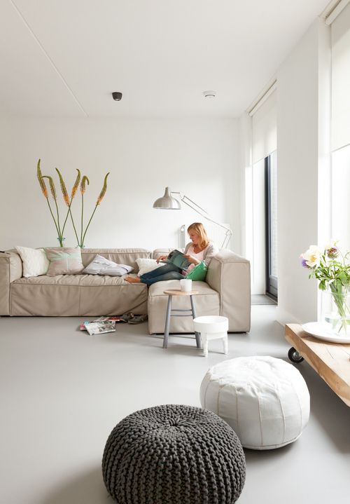 neutral linoleum floors will easily fit any interior